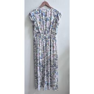 Allison & Kelly Floral Ruffle Details High Slit Cottagecore Maxi Dress Women's L